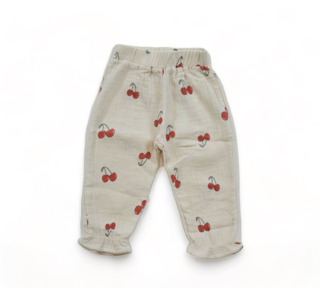 日本未発売　当店のみ　Lil' Paradise Copenhagen　Tulip pants オーガニックコットン　モスリンパンツ　チェリー柄　セットアップ対応　ベビー服　ベビーギフト　春夏　北欧デザイン　日本未入荷　海外子供服　ナチュラルコーデ　ベビー服　ベビーギフト　綿100　おそろいコーデ