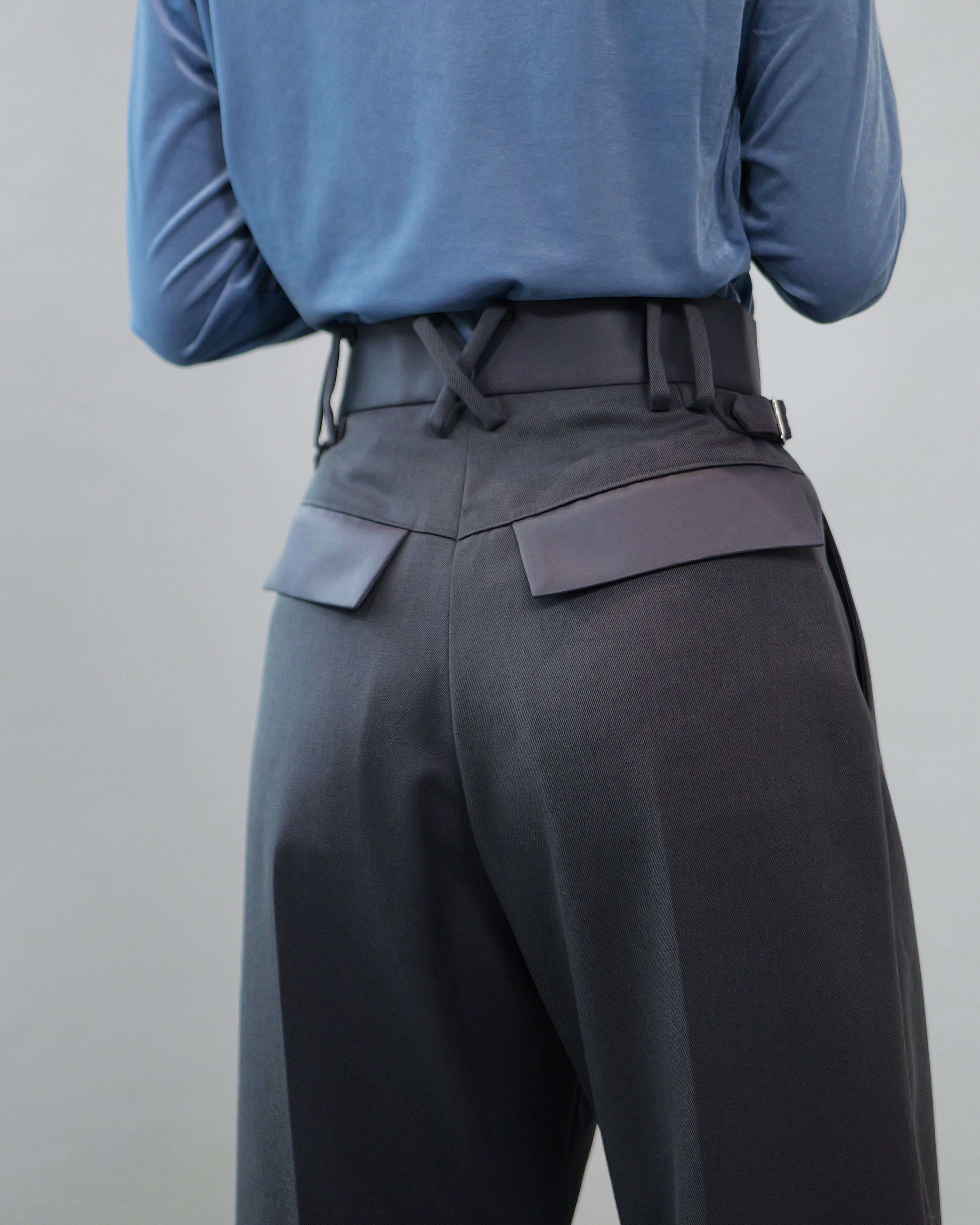 RITSUKO KARITA - Satin tuck slacks〔plain〕 ：Purple gray｜サテン