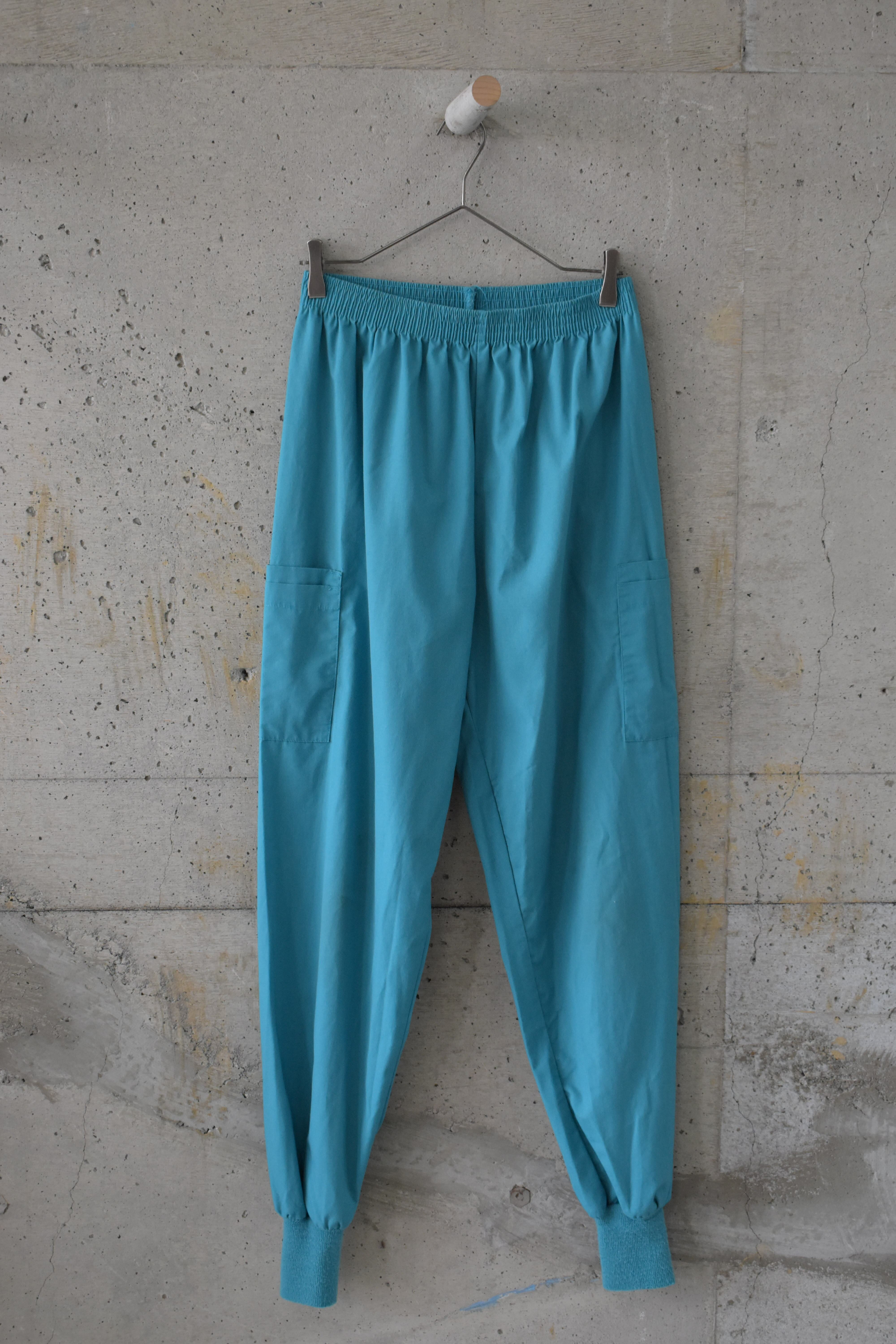 Turquoise blue long ribbed easy pants