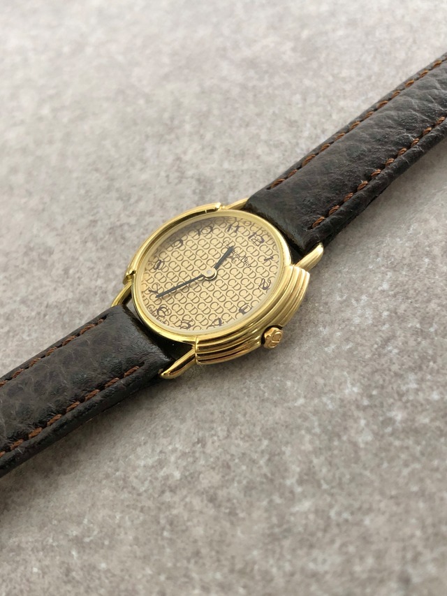 Christian Dior クリスチャン ディオール CD柄 腕時計 ゴールド×ブラウン レザー vintage ヴィンテージ オールド 2mewkg