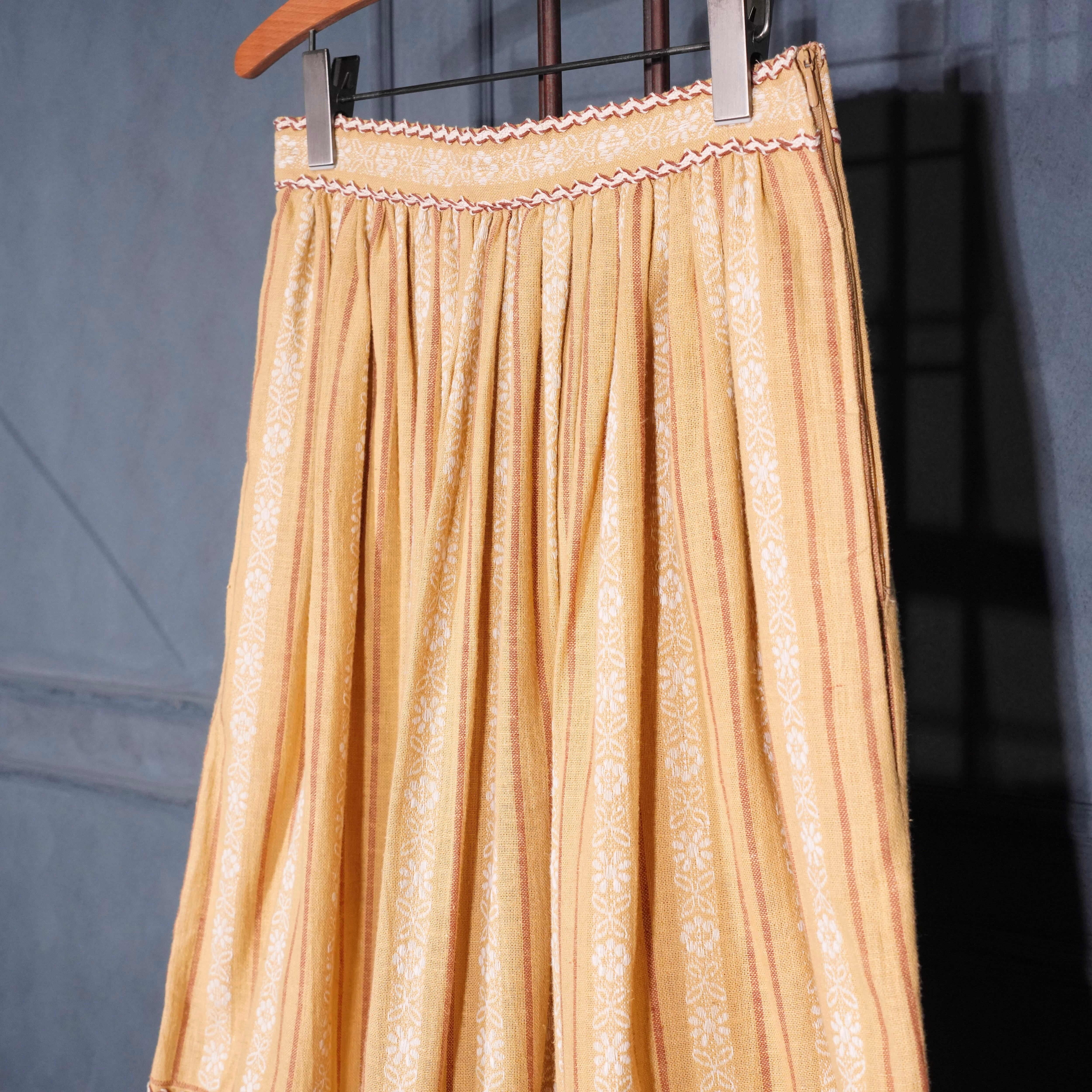 70's EU VINTAGE LUCIE LINDEN FLOWER LACE DESIGN SKIRT/70年代