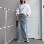 【キャンセル分】リメイクライクラップデニムSK/ブルー