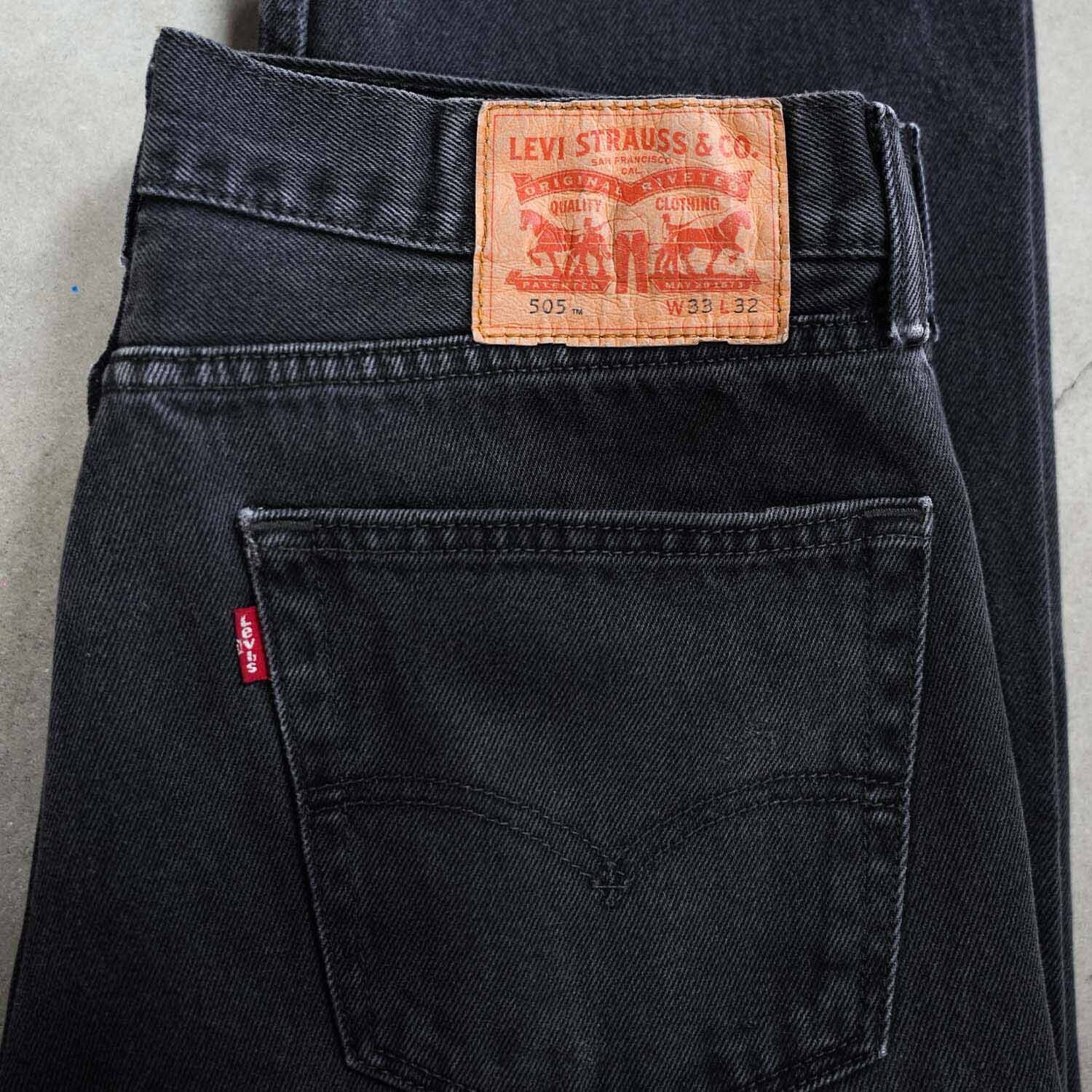 ゴールデンサイズ USA製 リーバイス 505 ブラック W34 L30 海外販売 ゴールデンサイズ ブラックデニム リーバイス 505 W34 L30