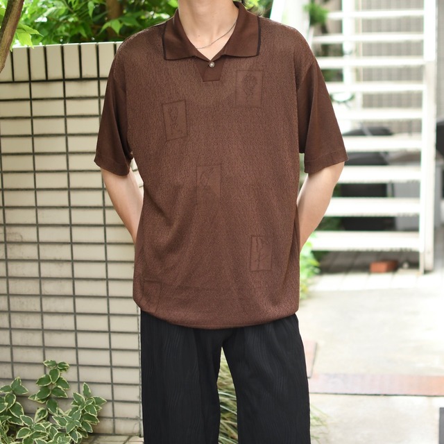 character design knit polo brown