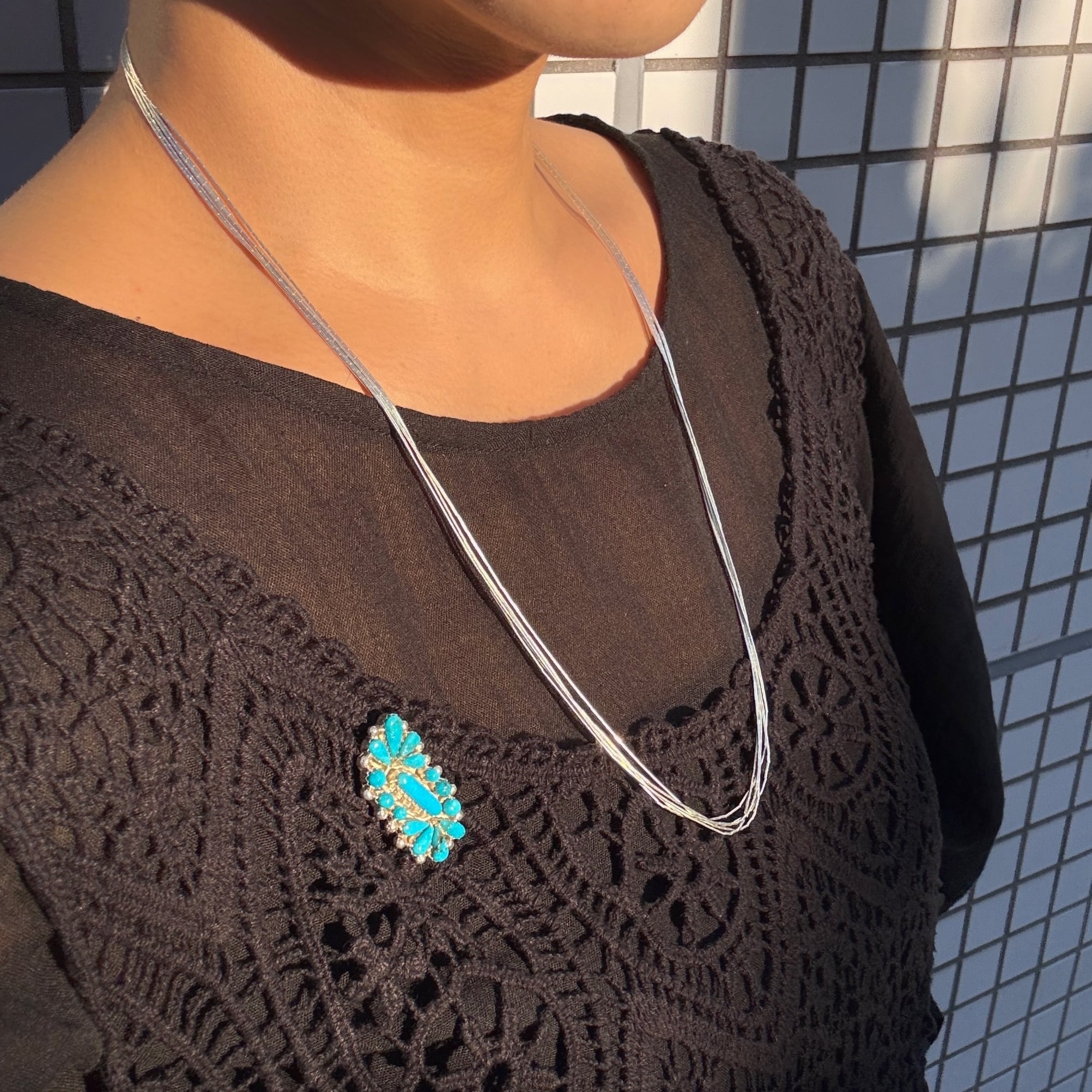 Indian Jewelry》 ポイント フラワー ターコイズ ブローチ | 【公式