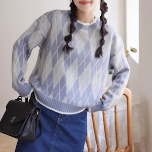 2色/アーガイルニットトップス ・72937 2色/アーガイルニットトップス ・72937