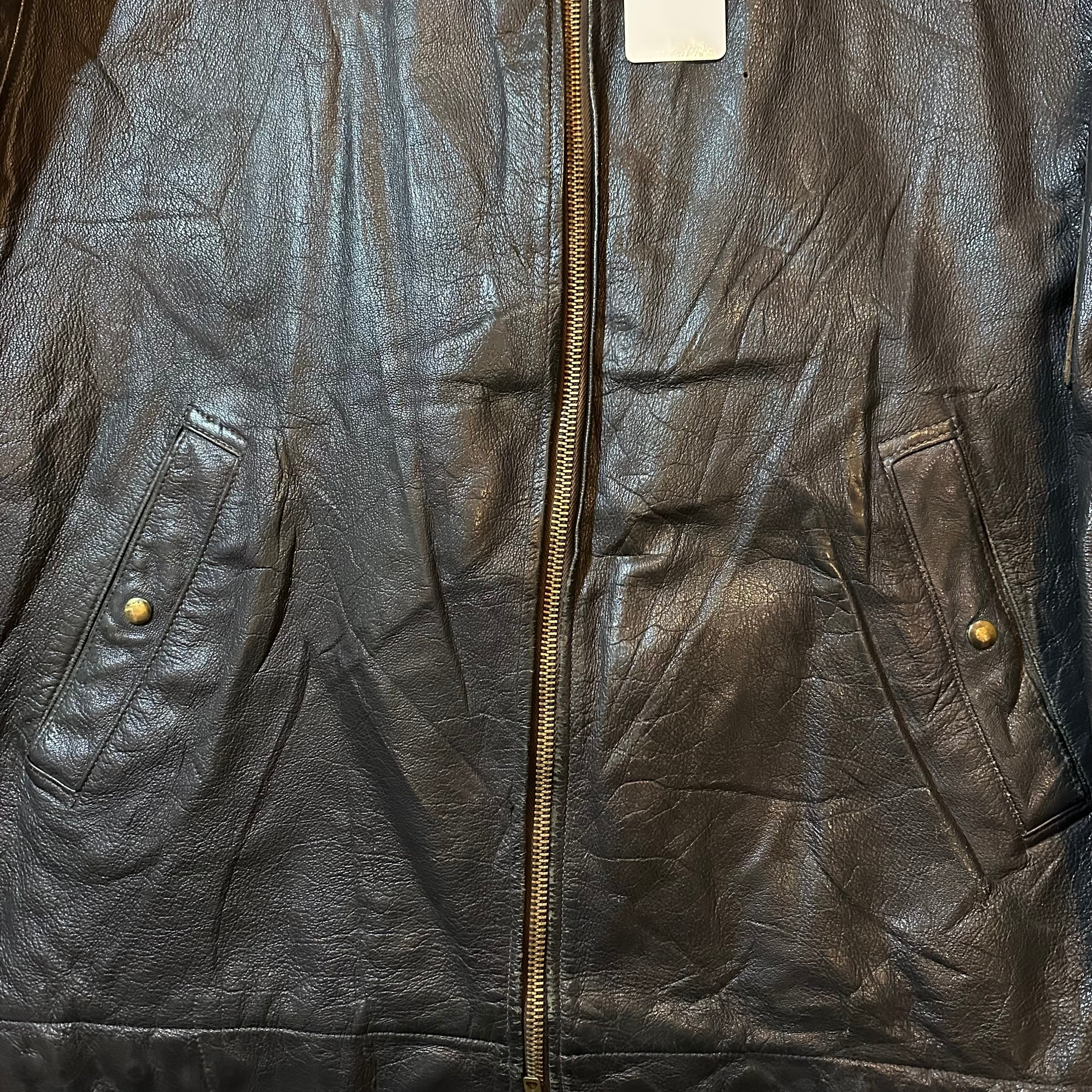 E351】50s〜70s leather jacket single eclair zip / 50年代〜70年代