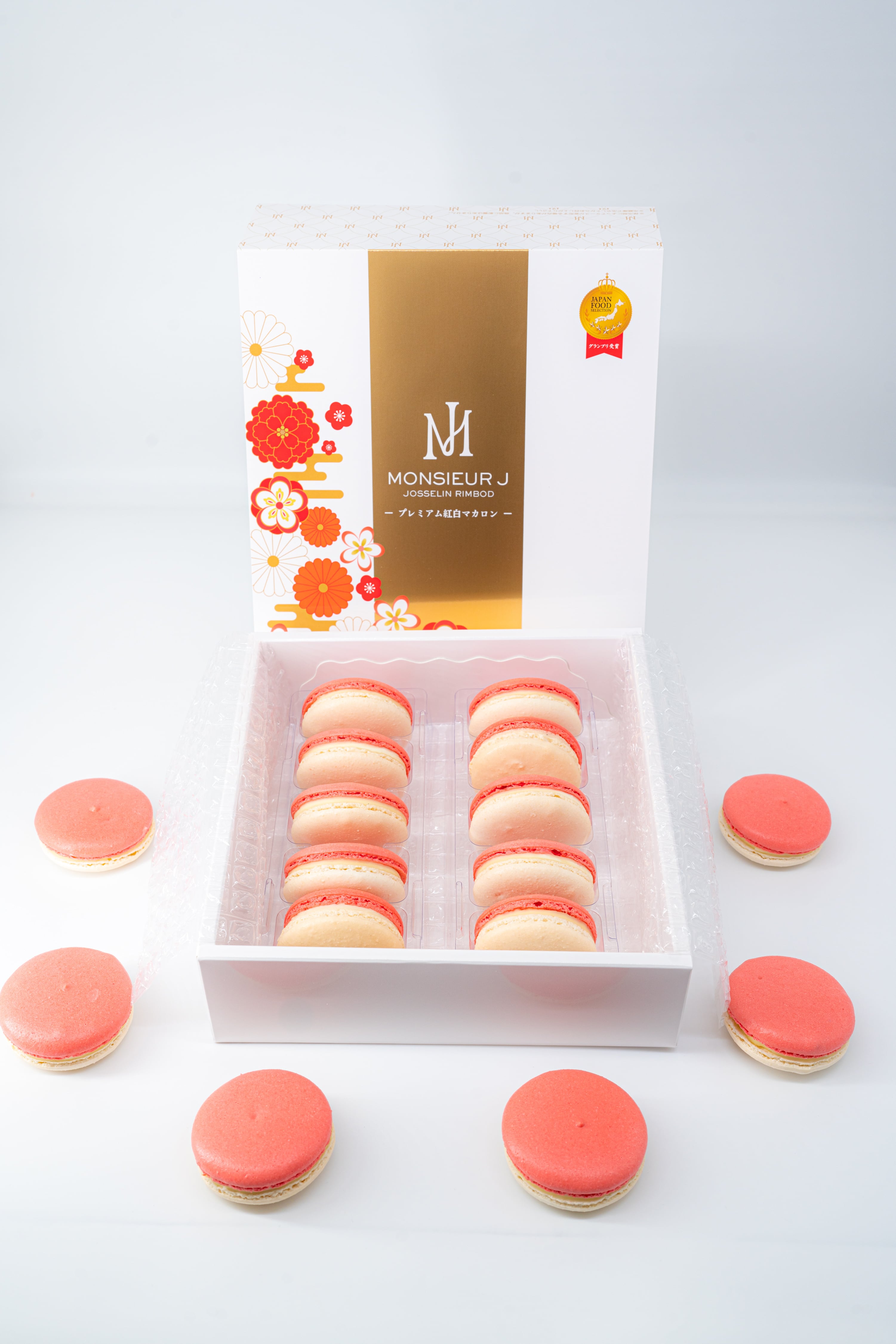 縁起の良い プレミアム紅白マカロン 紙袋付き | Monsieur J