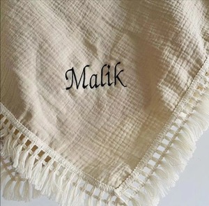 予約【pecoramouselect】コットンブランケット(フリンジタイプ/フリルタイプ) ＊name入り