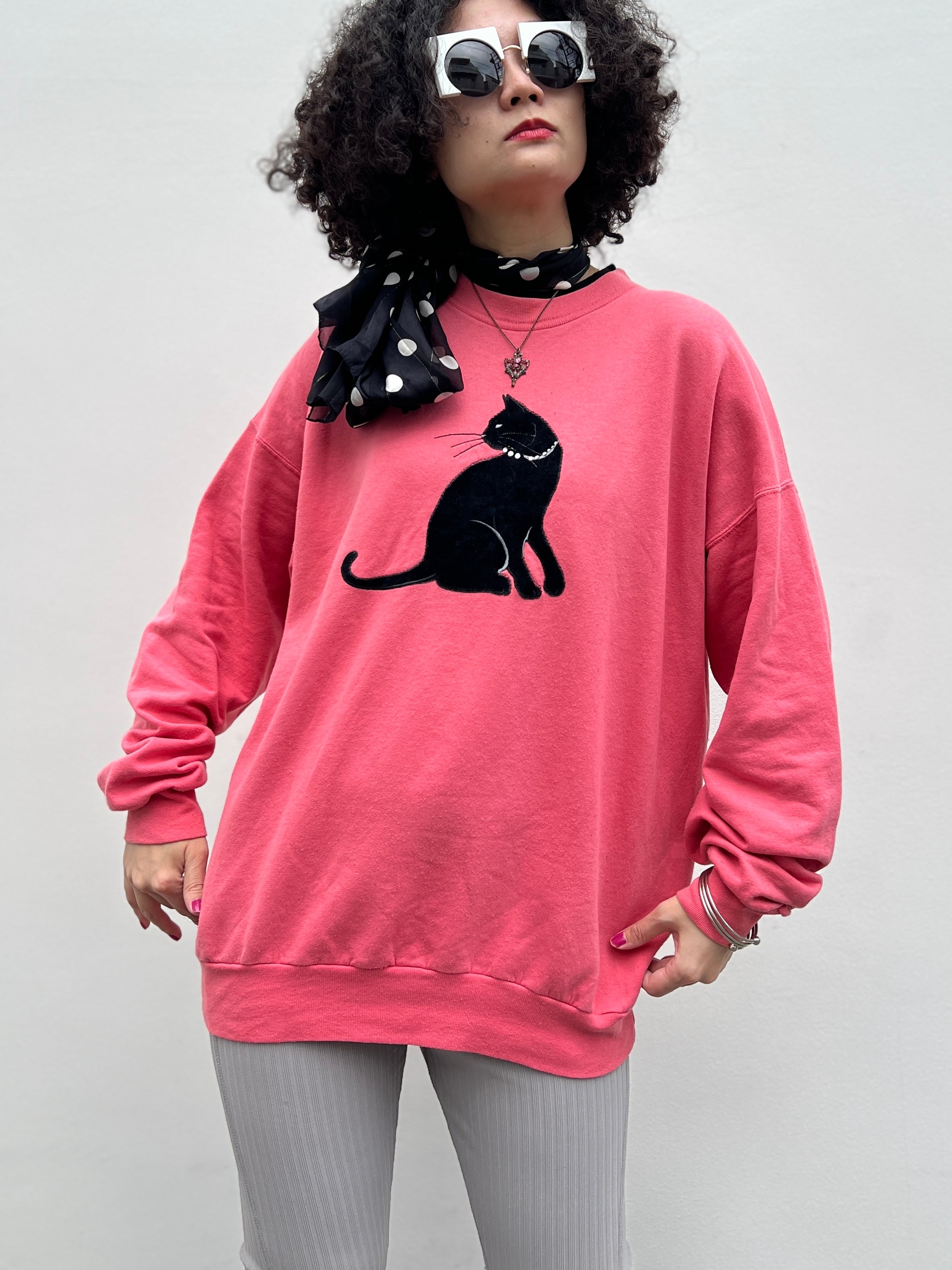 Vintage pink cat sweat