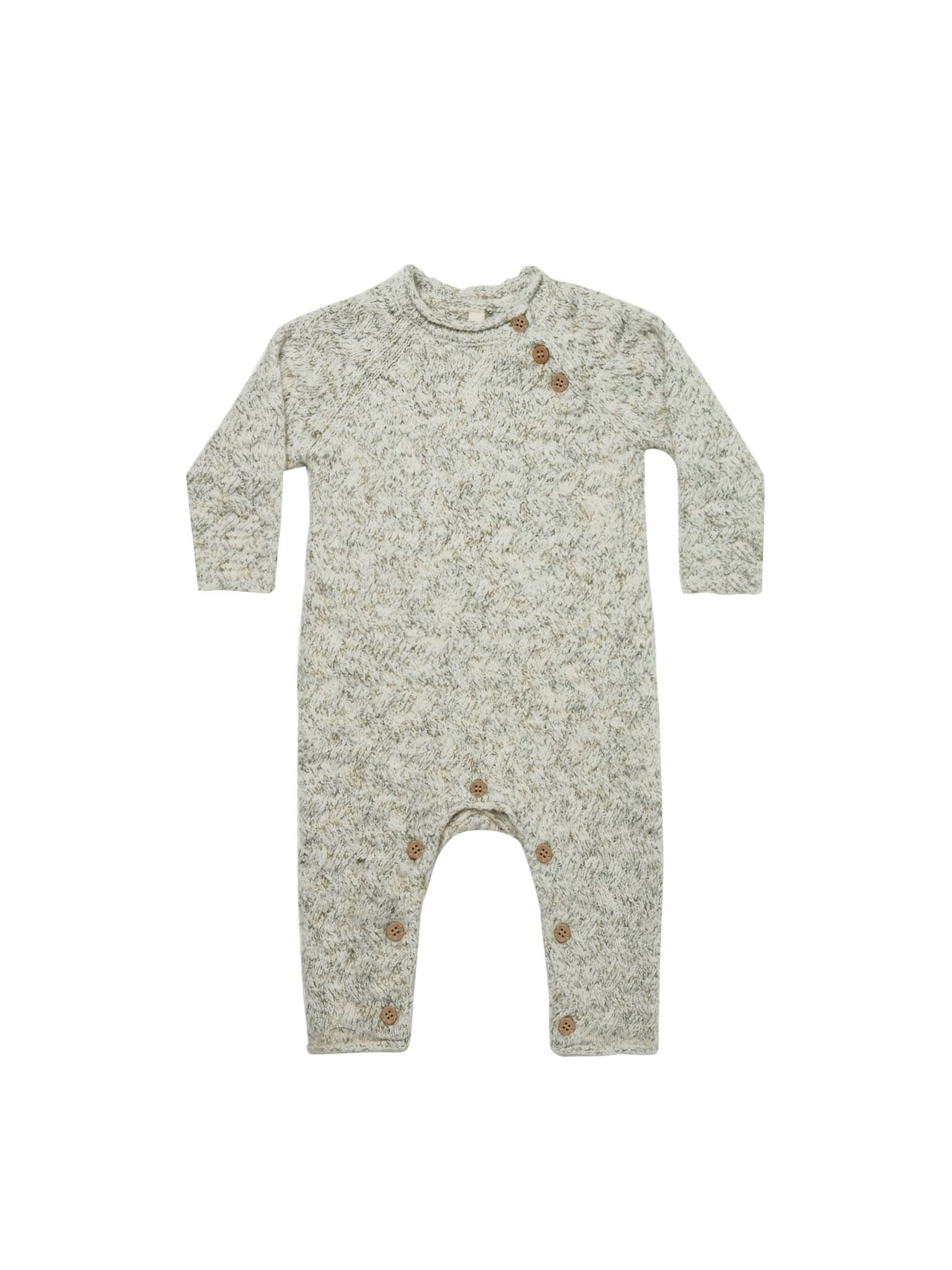 Quincy Mae(クインシーメイ) / 22aw speckled knit jumpsuit / natural / 6-12m(68-76cm)・12-18m(76-84cm)