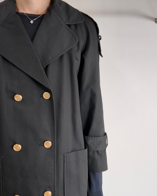 【90s BALENCIAGA】golden button trench coat