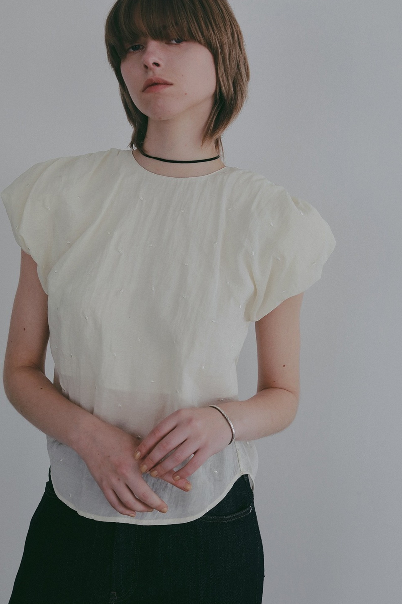 MANOF DOT EMBROIDERY BLOUSE 3色展開
