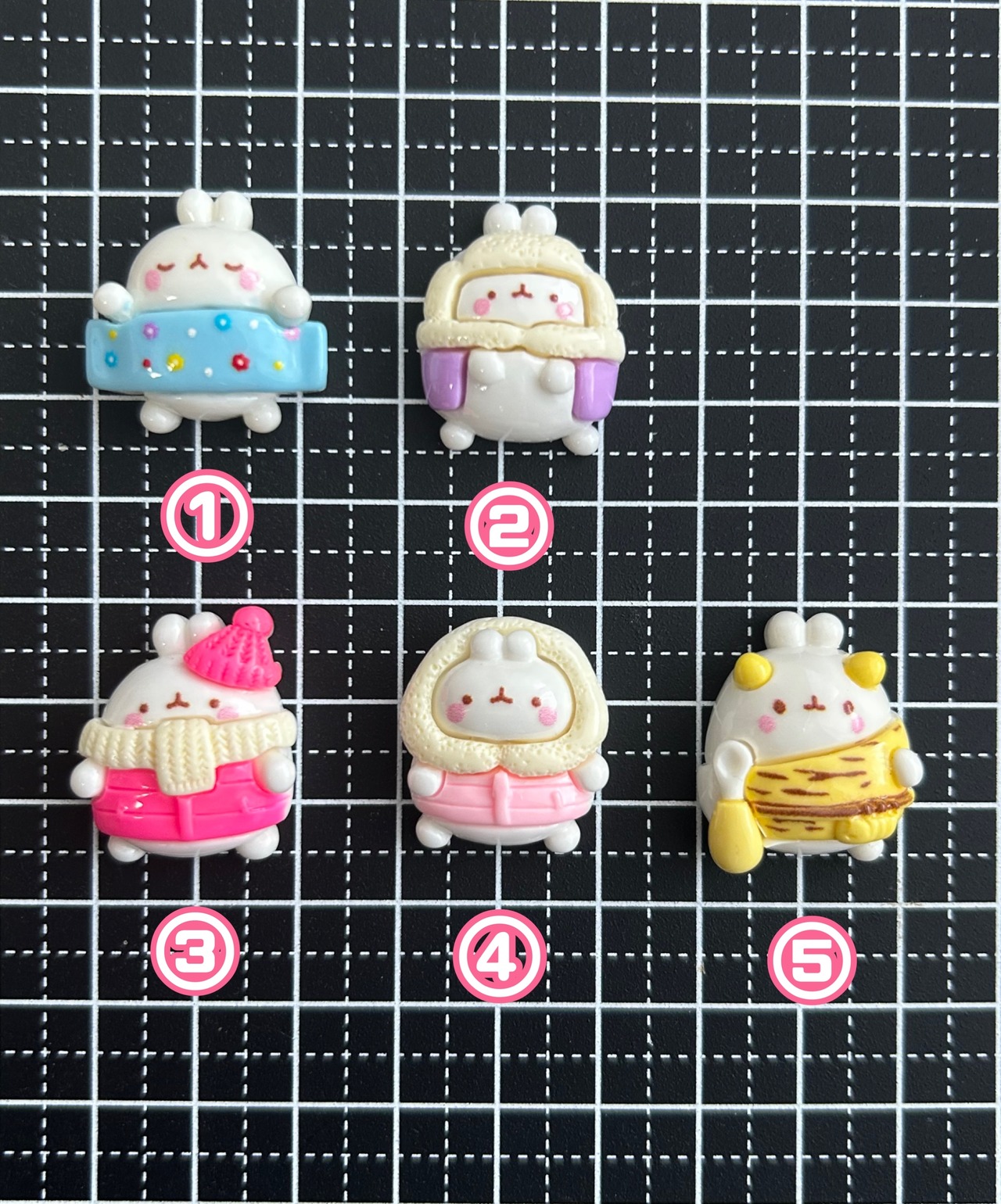 [各1／全種]うさちゃんず／５種:約25mm×20mm