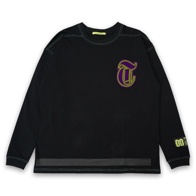 T.C.R CHENILLE LOGO L/S TEE - BLACK