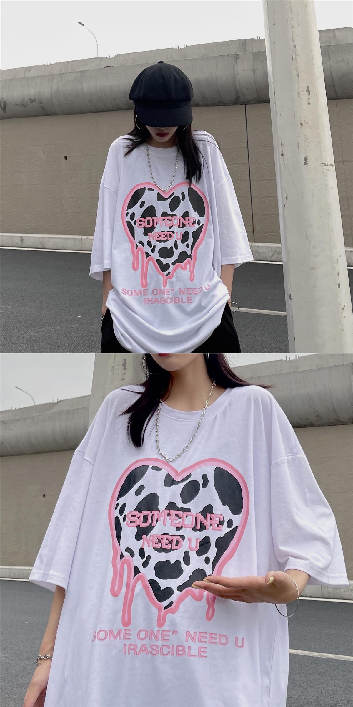 送料無料】KOREA サマープリントルーズTシャツ レディース 夏物 ✭韓国