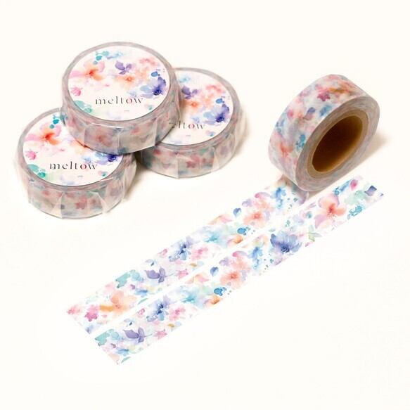 水彩花柄のマスキングテープ Meltow