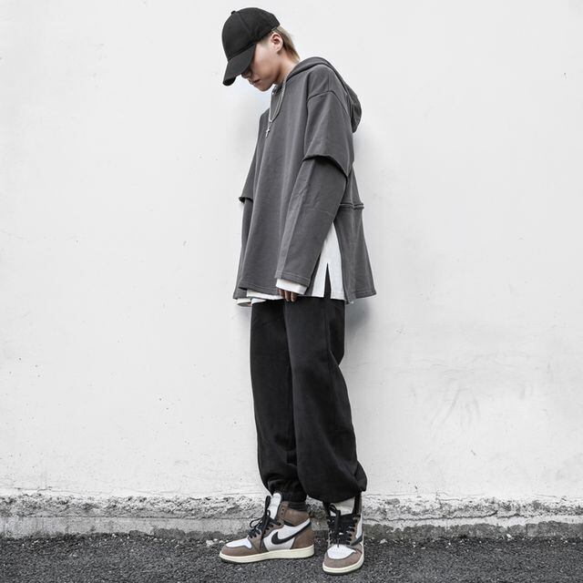 予約販売】ロンT レイヤード 重ね着風 長袖 メンズ ユニセックス