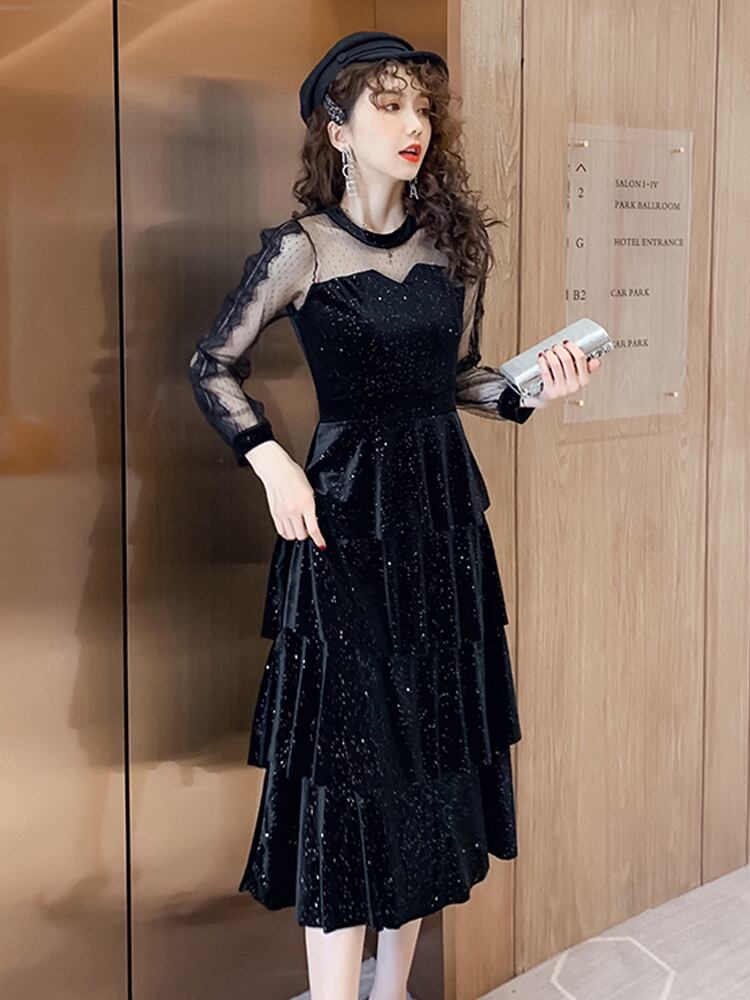 レトロ ガーリー レース トップス 透け感 シースルー ワンピース 