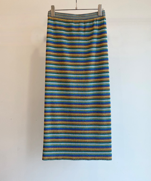 TAN/24SS-2 LULEX MULTIBORDER KNITTED SKIRT(BLUE×GREEN MIX)