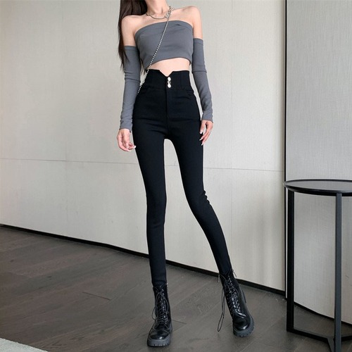 レギンス オータムブラックパンツ ハイウェストスリム 秋物 Xiaofeijia13204699392