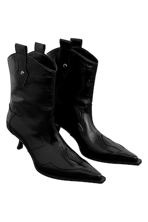 [BOHEMIAN SEOUL] WESTERN DETAIL MIDDLE BOOTS black 正規品 韓国ブランド 韓国通販 韓国代行 韓国ファッション bohemseo