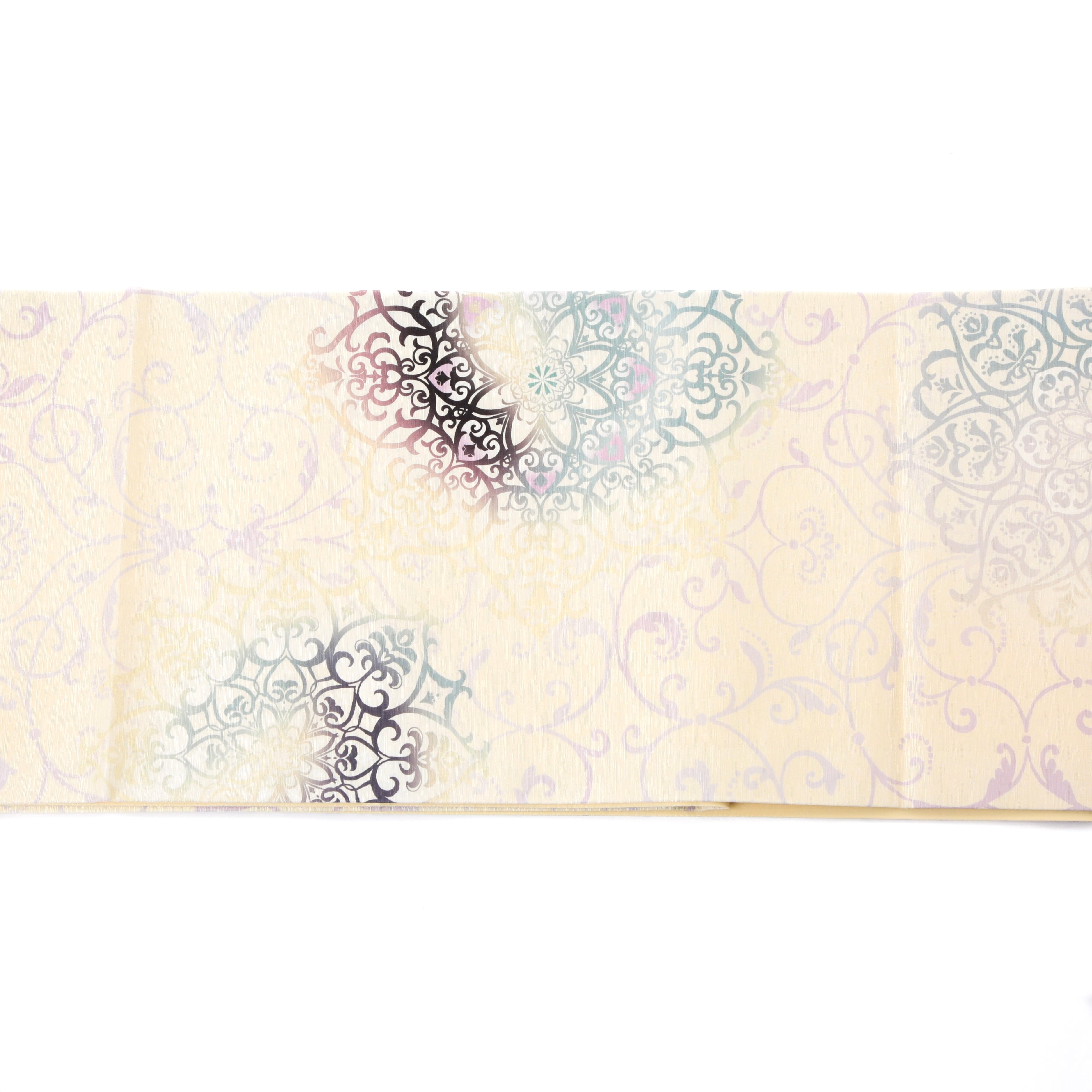 新品・未使用 WAKKA 正絹 京袋帯【アラベスク／クリーム】お仕立て