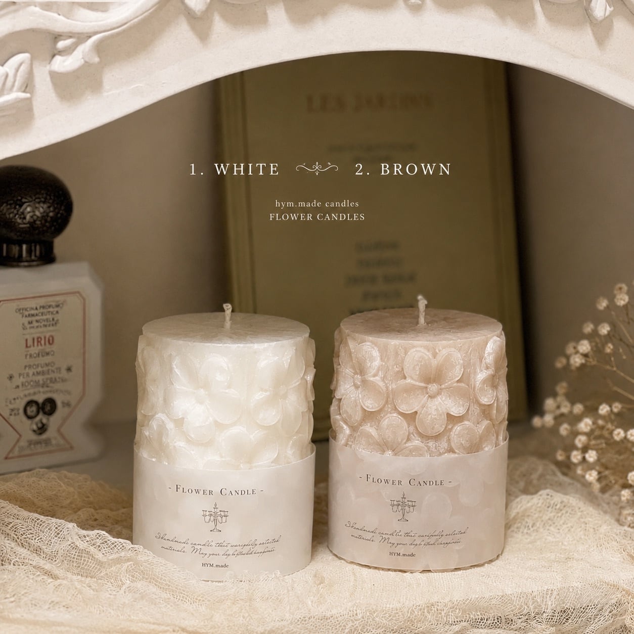 antique flower candle ｜ 韓国インテリア パームワックス フラワー