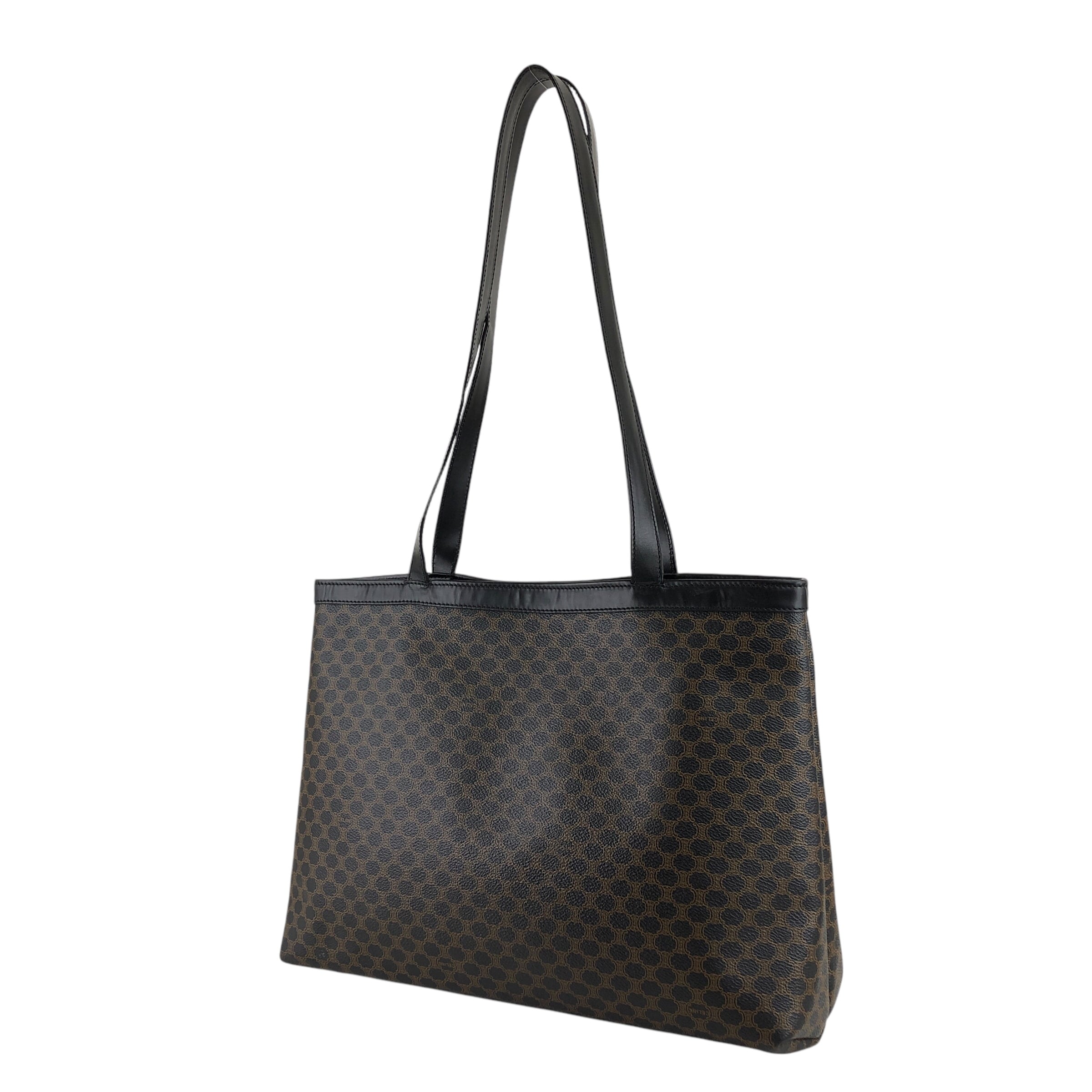 CELINE セリーヌ マカダム トートバッグ ブラック PVC/レザー vintage