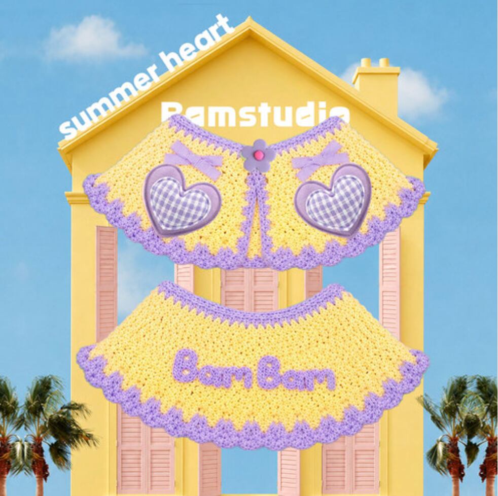 予約【Bam’studio】Summer Check Cape (purple heart)