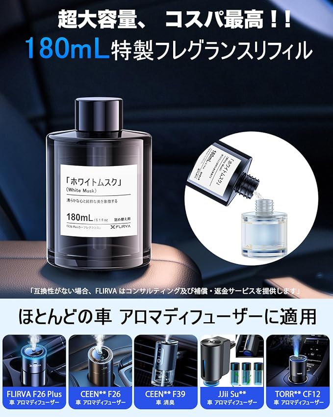 2026新登場・180mL で 16 ヶ月持続】FLIRVA 車 アロマディフューザー