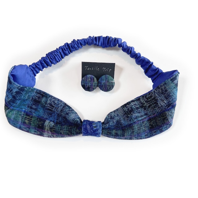 グアテマラ手織り hairband setーblue×blue-6