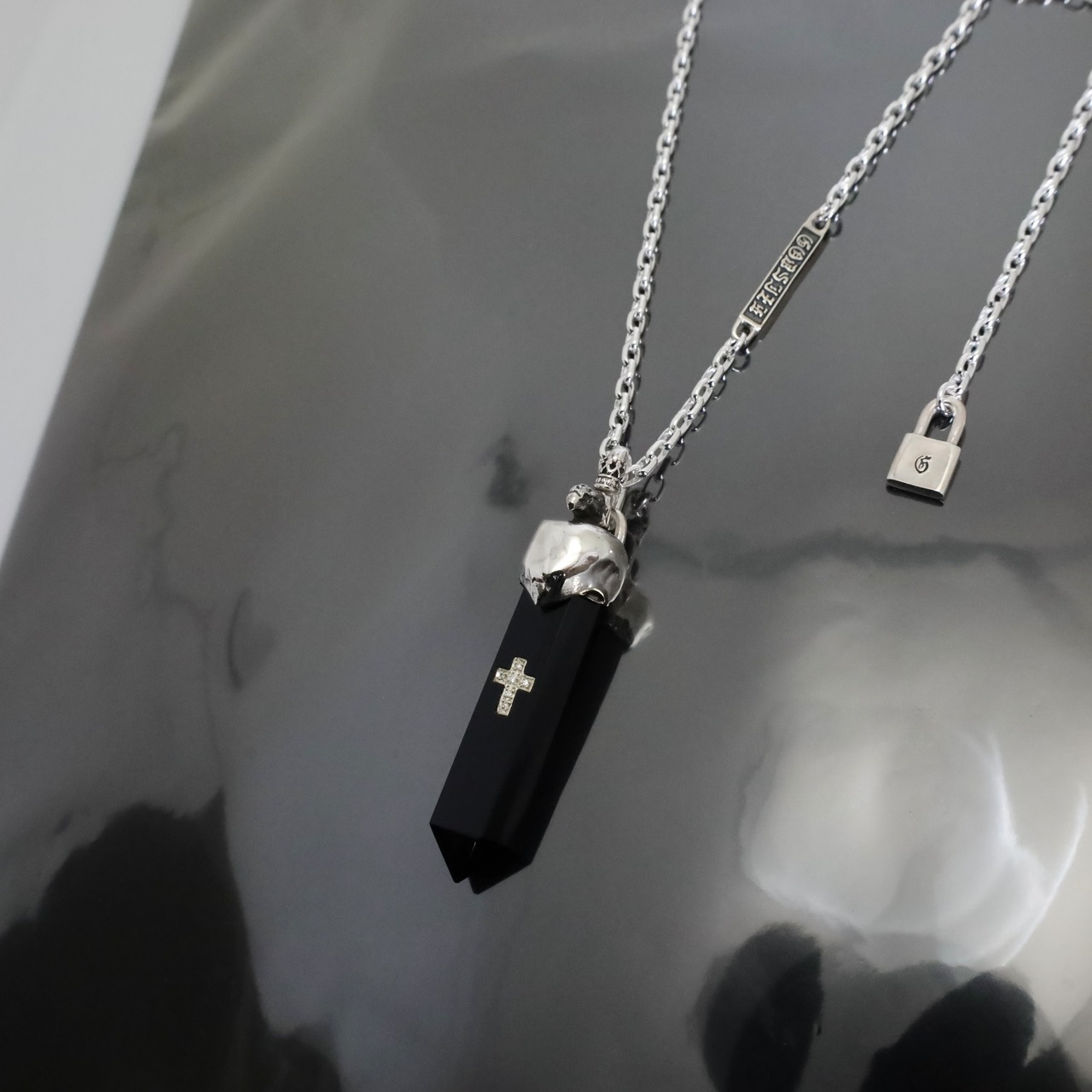 One off OBSIDIAN with DIAMONDS NECKLACE  / 限定商品 オブシディアンウィズダイヤモンドネックレス