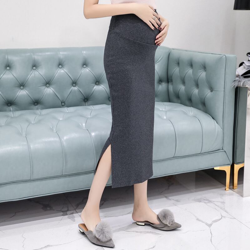 【新作】【送料無料】 マタニティドレス2019春の新しいマタニティスカートミドル丈ニットスリットマタニティベリーリフトスカート-アリババ スプリング 春物 expec255643659311