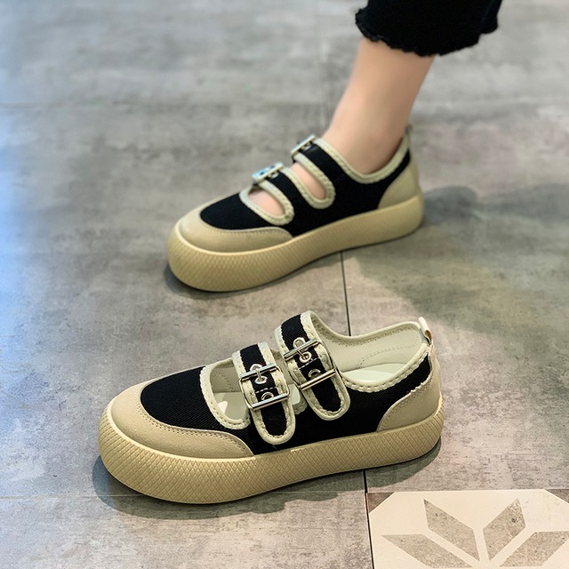 サマーレッドバックルベルト カジュアル 靴 シューズ 夏物 ラウンドトー ハーネス 部族の婦人靴26103190047