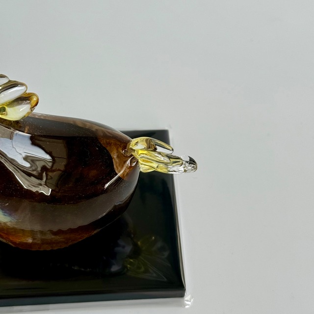 可児友紀 ガラスの鏡餅M × 干支M MMセット【黒台・稲穂付き】