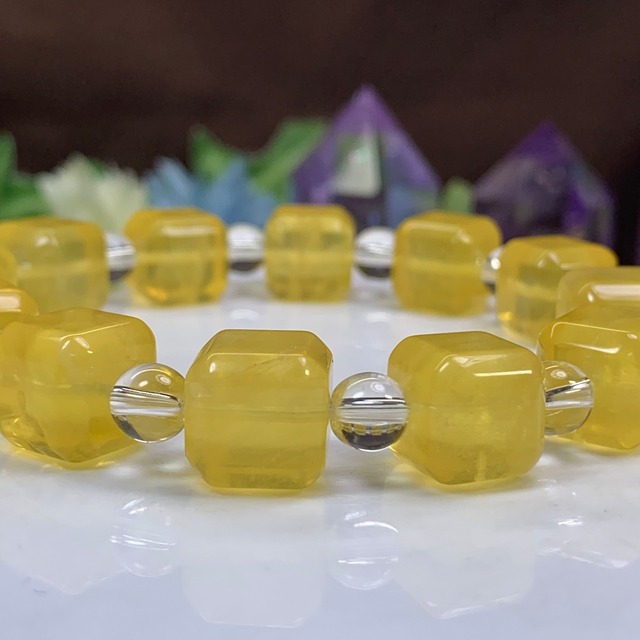 3.イエローフローライト☆キューブ ブレスレット