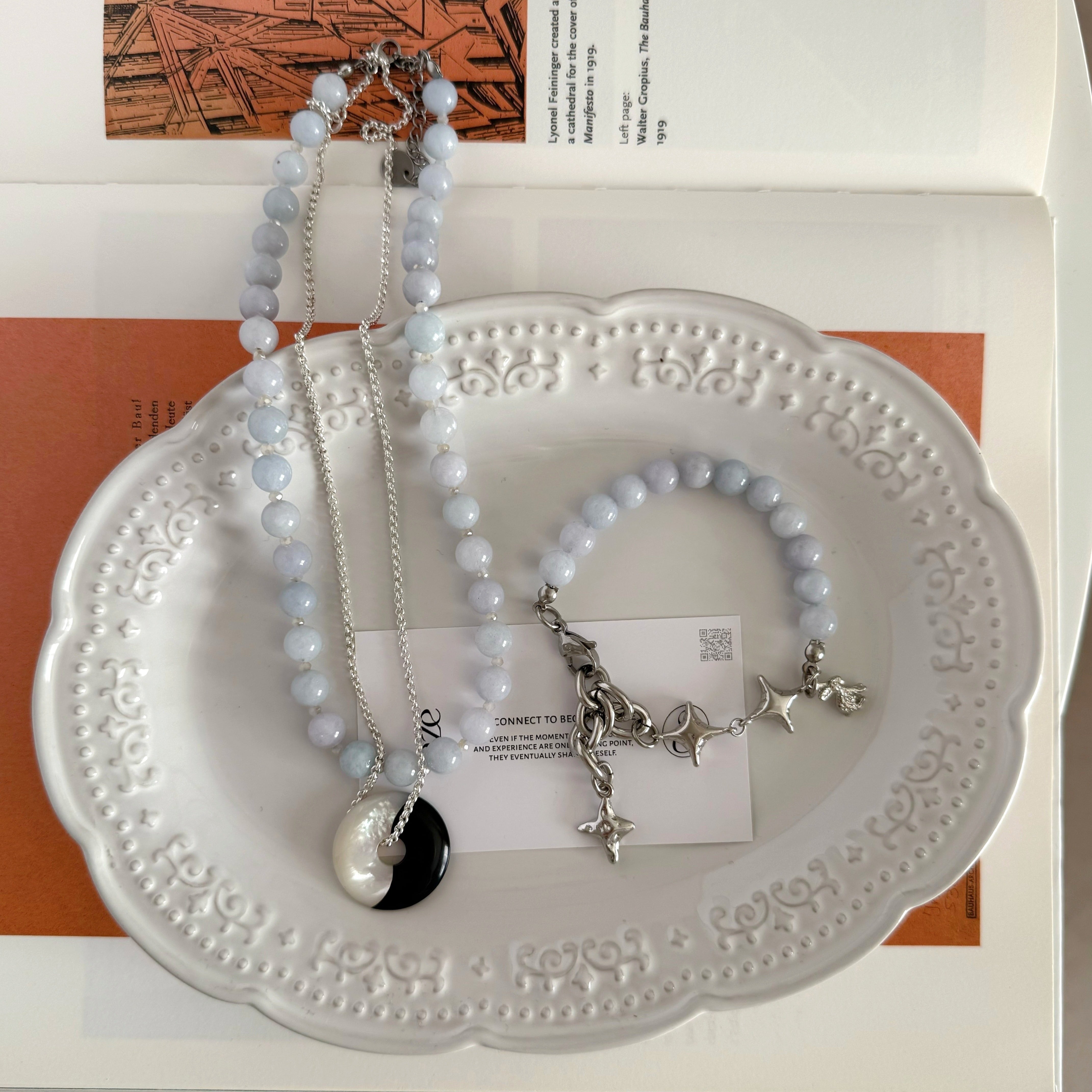 blue chalcedony beads necklace | saze