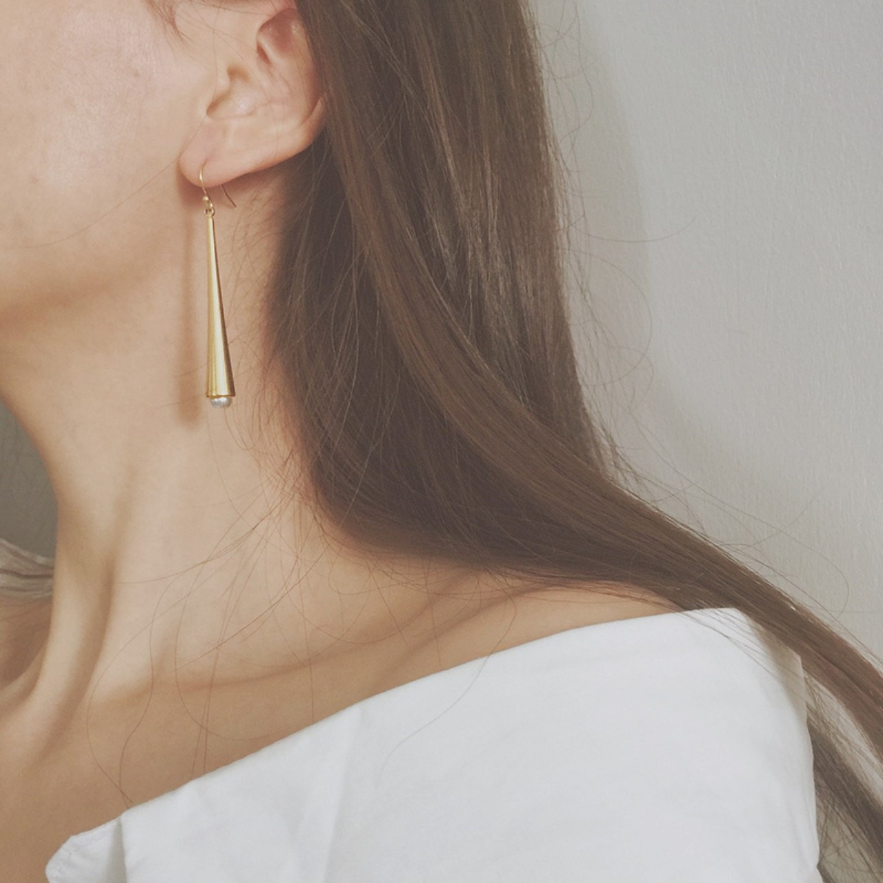 Drop pearl gold earrings T6075