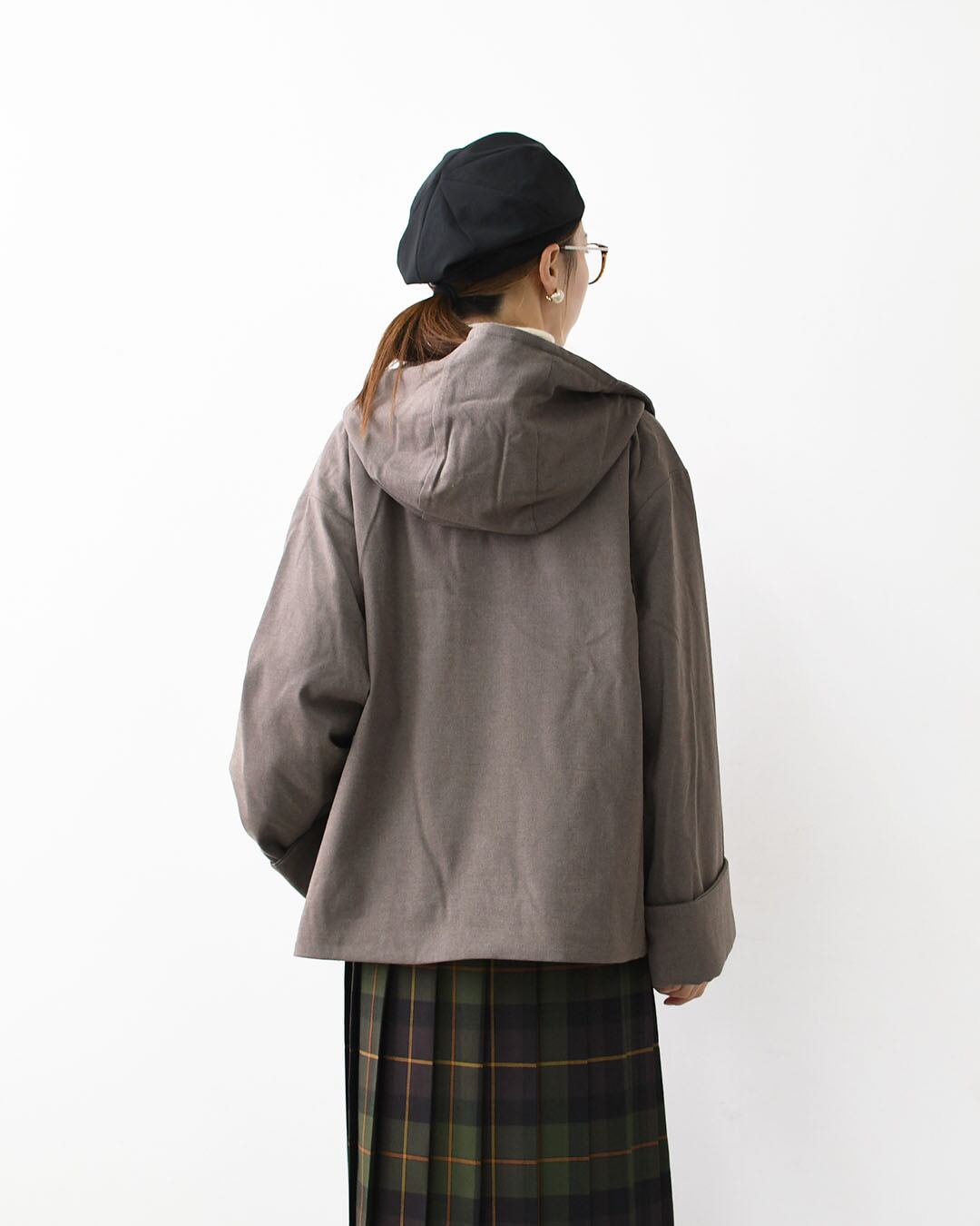 DANTON フード付きオーバーサイズジャケット グレー36 DANTON [ダントン] W WOOL LIKE INSULATION HOODED WIDE JACKET [DT