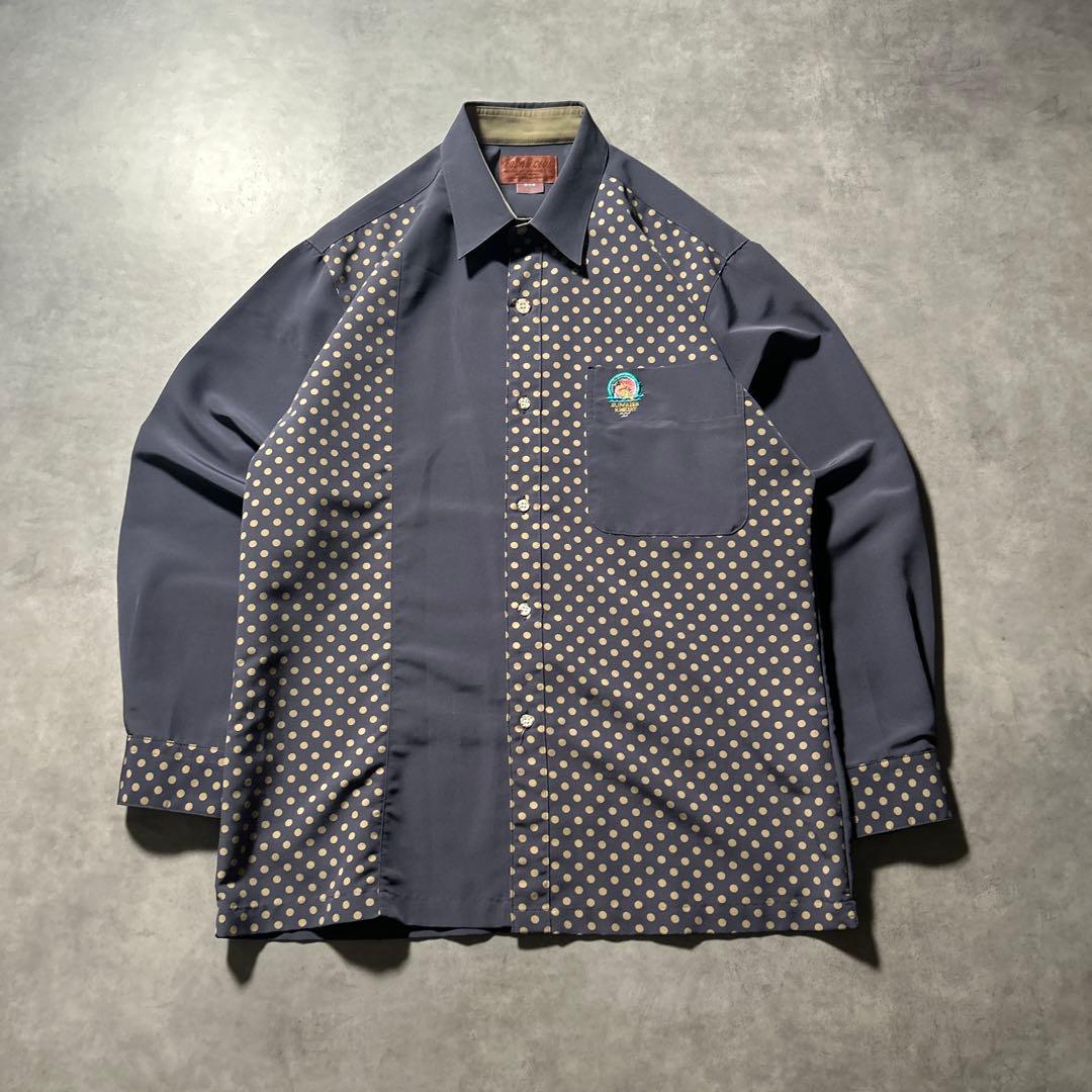 ヴィンテージ 切り替え 水玉 模様 パターン レトロ デザイン アート シャツ