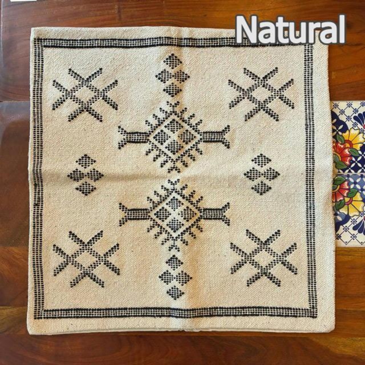 India Hand woven cushion cover　45×45cm 2type　インド　手織りのクッションカバー　全2種　ホワイト　ナチュラル　トライバル　民族　メール便　