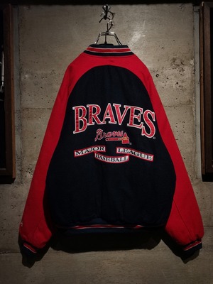 【Caka】"ATLANTA BRAVES" Patch Design Vintage Loose Varsity Jacket