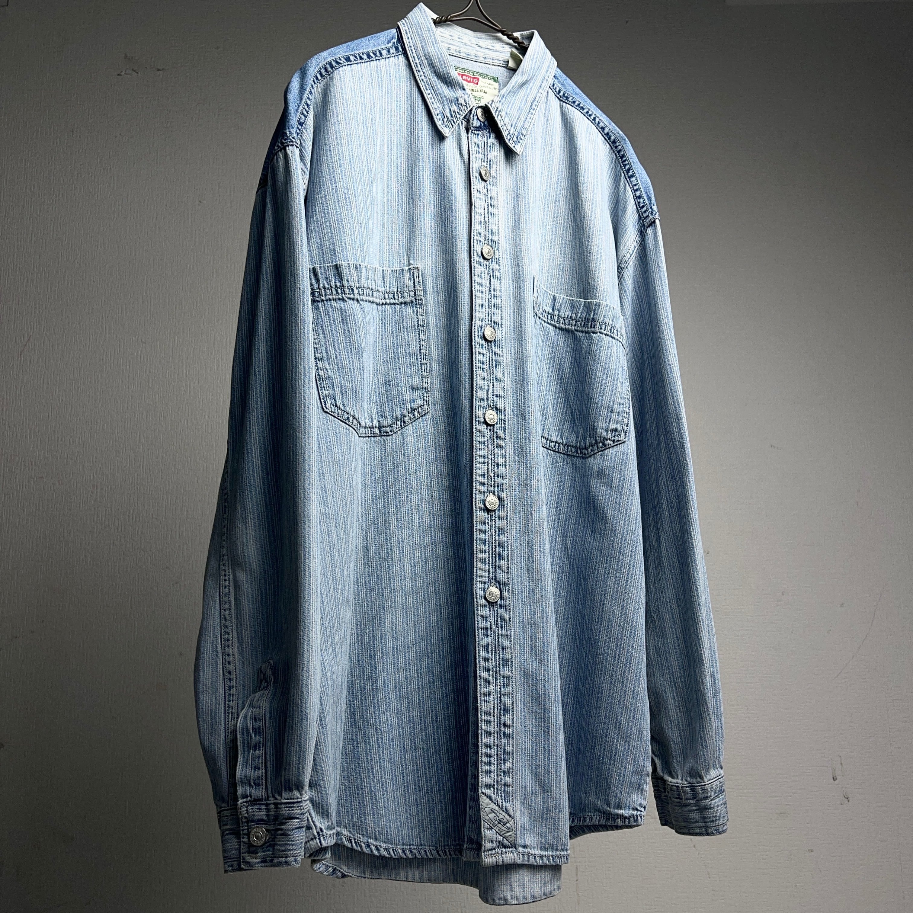 90's Levi's Hickory Stripe Denim Shirt 90年代 リーバイス