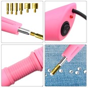 XINMEIWEN Bedazzlerキット、ラインストーン付き、ホットフィックスアプリケーターツール、ダイヤモンドペインティングペン、7つの異なるサイズのチップ、ピンセット、ブラシクリーニングキットDIY衣類シューズ用(ピンク)