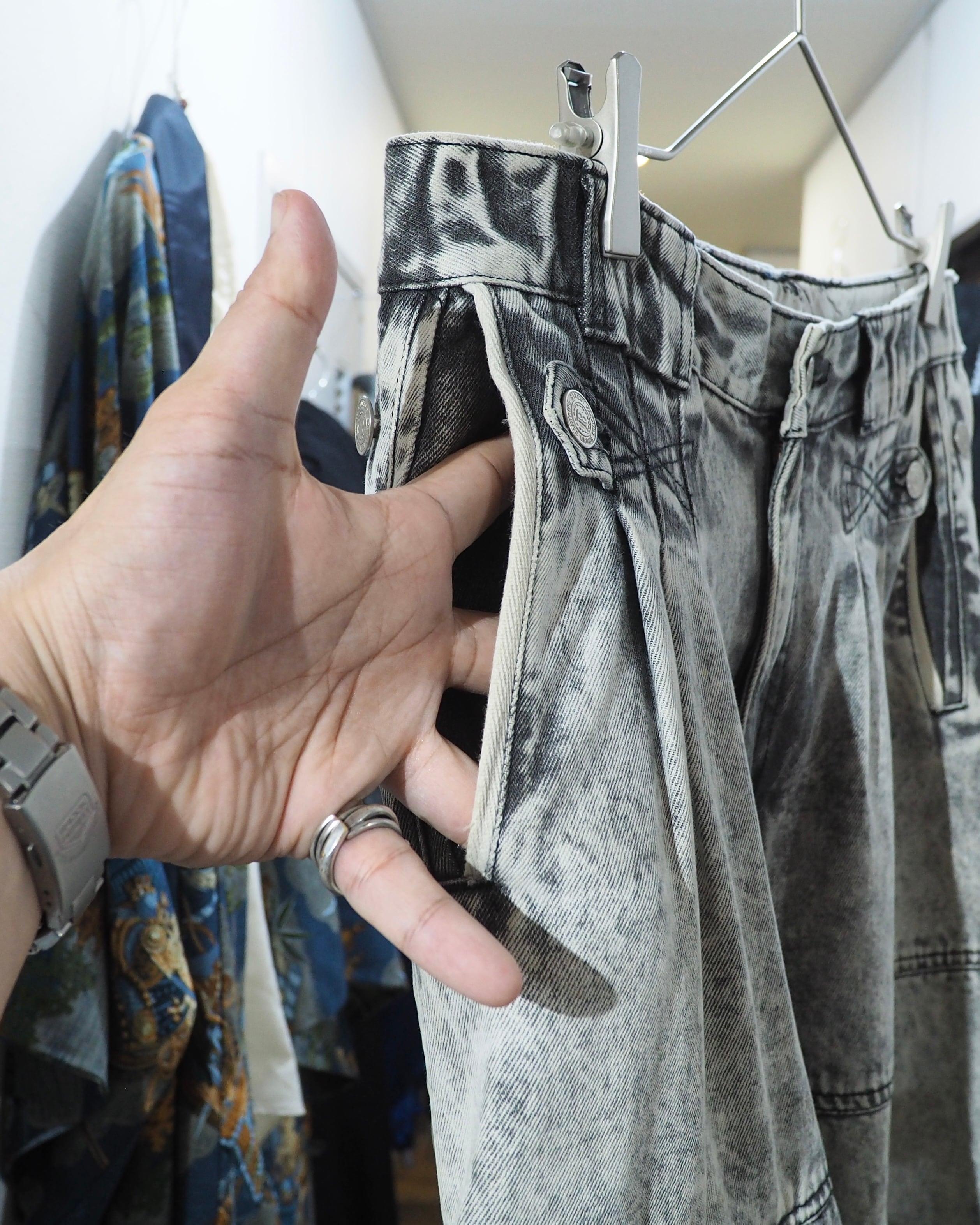 1990 - 00s " Bruno " Beautiful White Chemical Wash vintage Baggy shorts Pants