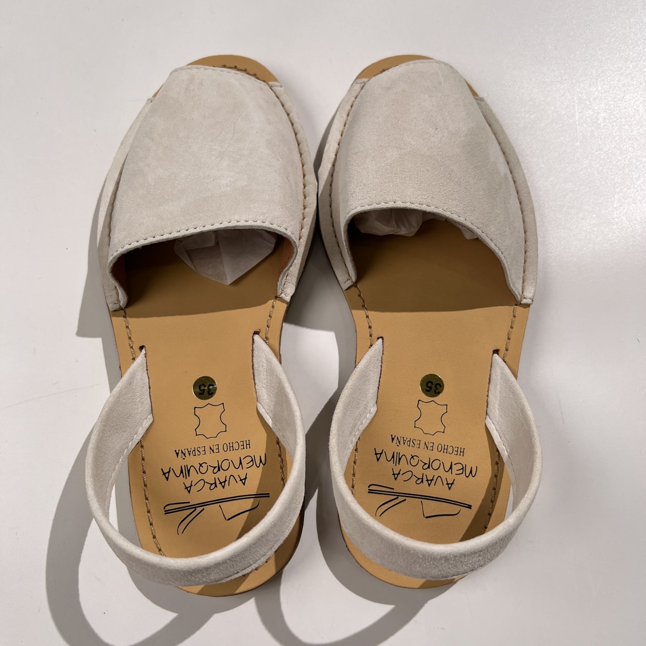 未使用品 AVARCA MENORQUINA アバルカメノルクイナ スエード レザー フラット サンダル 35 (約22.5cm) /ホワイト/スペイン製