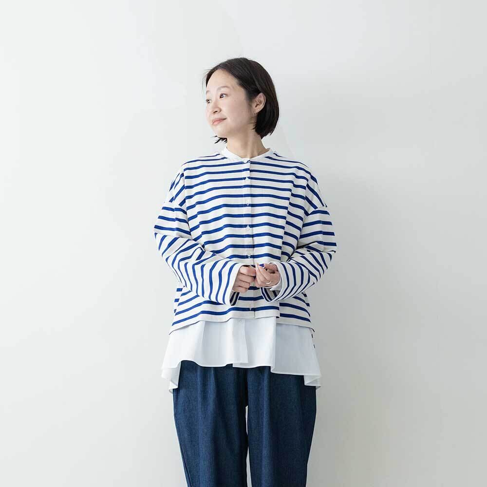 Midi Umi ボーダークルーネックカーディガン