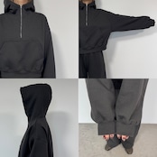 裏起毛ハーフZIPショート丈PK/チャコール