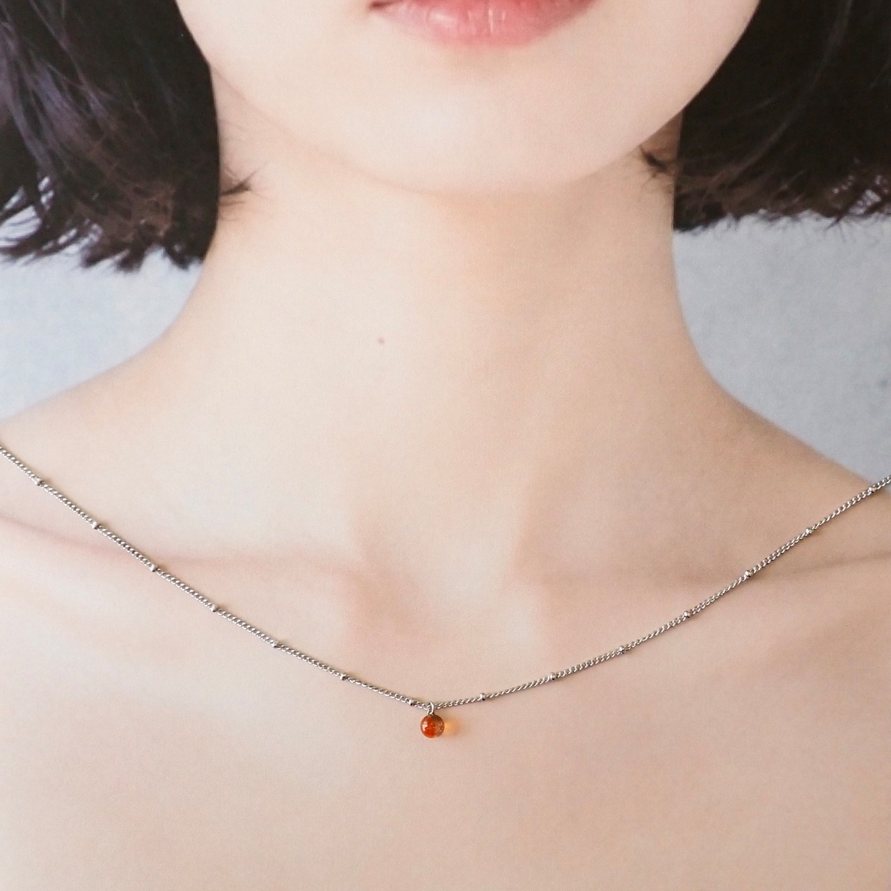琉球ガラスのひと粒ネックレス 42cm